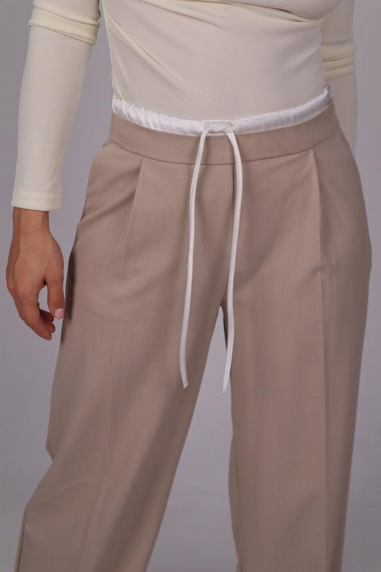 Double Waistband Wide Leg Trousers