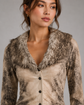 Cindy Faux Fur Collar Printed Top
